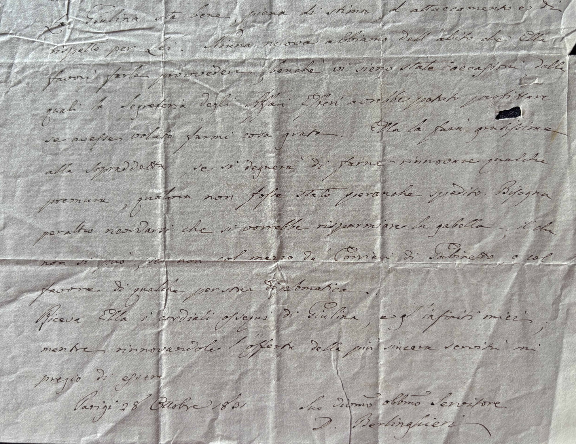 Daniello Berlinghieri sua lettera